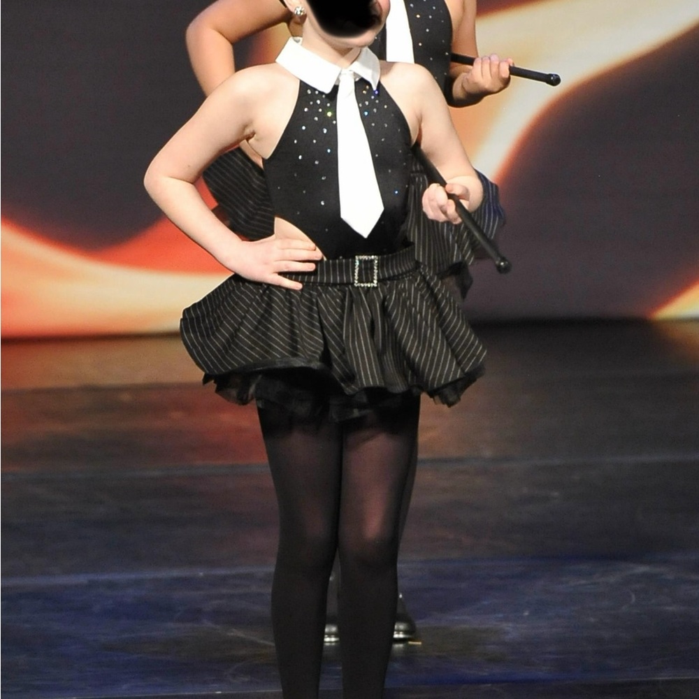 Black and White Dance Costume with Tie